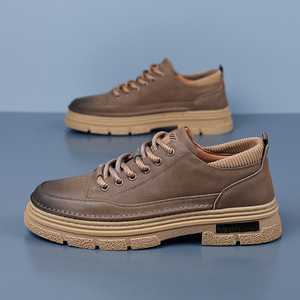 Chaussures Chunky pour Hommes, Rétro, en Cuir PU, Bout Rond, Lacets, Semelle en Caoutchouc Amortie, Chaussures Casual Toutes Saisons - Product Image 3