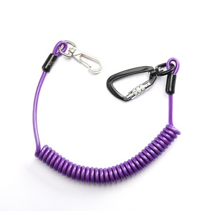 フックとキーリング付きのカスタム機能格納式PVCコーティングステンレス鋼伸縮性コイルツールストラップ - Product Image 1