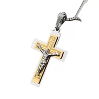 Delicado collar de acero inoxidable Jesús Cruz católica colgantes