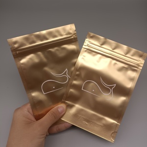 Pochette dorée avec impression Sac zip-lock en plastique aluminium avec fente <span class=keywords><strong>Euro</strong></span> Pochettes debout en mylar métallique doré - Product Image 5