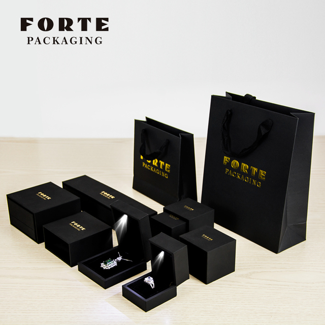 FORTE OEM Service Luxury LED Jewellery Packaging Box Jewelry Box Custom Logo Decorative Custom Led Light Jewelry Box
