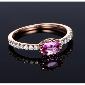 Anelli in Acciaio Inossidabile con Gemme e Diamanti, Placcati in Rodio, Gioielli da Matrimonio con Zirconi e Diamanti di Chiarezza SI - Product Image 1
