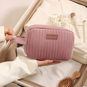 Sac de <span class=keywords><strong>maquillage</strong></span> portable en velours personnalisé MKW4316 avec logo, sac de rangement de voyage avec poignée, trousse de toilette grande capacité, pochette cosmétique pour femmes - Product Image 5
