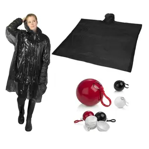 Factory supply cheap rain poncho in ball key chain ball custom logo on ball and poncho