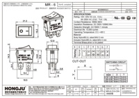 Interrupteur à bascule série MR-6-210-C5N-BB 10A 125VAC/ 6A 250VAC 4Pin fonction marche-arrêt DPST boîtier noir