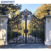 Sunnysky Portes de jardin automatiques en fer forgé personnalisées Porte d'entrée coulissante électrique design pour l'extérieur