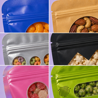 Op maat gemaakte, gestanste ziplock zakjes, voedselveilige staande snackzakjes met transparant venster voor noten, snoep en gedroogd fruit verpakkingen