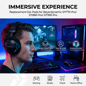 Almohadillas de terciopelo Beyerdynamic DT880 Pro para DT770 Pro/<span class=keywords><strong>DT990</strong></span> Pro, repuestos de auriculares supraaurales reemplazables y resistentes al sudor - Product Image 5