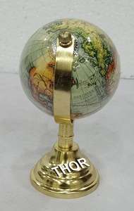 Vintage Multi-Color <b>Rotated</b> World <b>Globe</b> with Brass Polished Base Nautical Table Decor for Schools and Desks Geography Product - Product Image 4