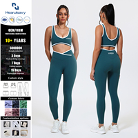 Ensemble de sport imperméable 2 pièces uni pour femme : Soutien-gorge de sport classique à découpe en U et Legging sculptant taille haute à dos en U profond et taille élastique