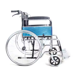 Silla de ruedas de cuero chapada estándar manual inválida para parálisis cerebral ligera plegable para discapacitados - Product Image 4