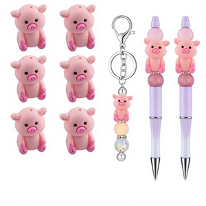 3D Stereo <b>Silicone</b> Cartoon Pig <b>Beads</b> DIY Pen Decorative Accessories Loose <b>Beads</b> Dongguan - Product Image 1