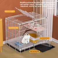 Petite cage d'intérieur pour chat, villa en fer pour animaux de compagnie, motif solide, plateau en plastique, palette multi-niveaux, maison pour chat écologique, fermeture à bouton, carrée