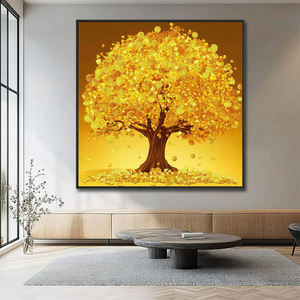 Salon décor arbres dorés photo impressions sur toile or argent arbre mur Art paysage peinture - Product Image 2