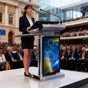 Podio Digital <span class=keywords><strong>Multimedia</strong></span> Inteligente con Pantalla Táctil de 23.6 Pulgadas, Púlpito Interactivo para Iglesia y <span class=keywords><strong>Atril</strong></span> Escolar con Ajuste de Altura - Product Image 2