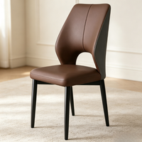 Chaises de salle à manger modernes en acier carbone recouvertes de cuir - Meubles de salle à manger écologiques et durables pour la maison