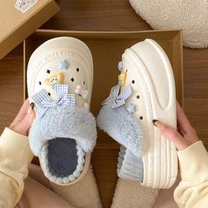 รองเท้าแตะผ้าฝ้ายแบบปิดนิ้วเท้าสำหรับฤดูหนาว พื้นนุ่มกันลื่น ระบายอากาศได้ดี ป้องกันกลิ่น - Product Image 4