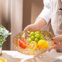 Groothandel Op Maat Gemaakte Glazen Fruitoplader Platen Glazen Kralen Amberkleurige Kom Glas Verdikte Fruitplaat Groothandel Voor Thuisgebruik