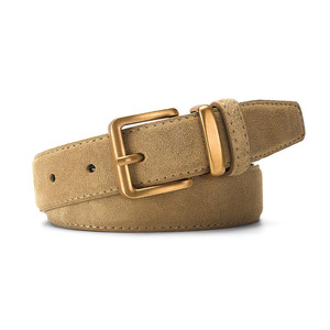 Cinturón de Cuero de Gamuza Marrón Vintage con Hebilla de Aleación para Hombre y Mujer, Estilo Retro Coreano Informal - Product Image 2