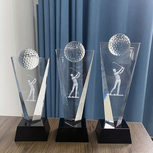 Trofeo deportivo de pelota de golf de cristal transparente - Product Image 1