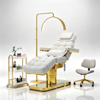 Fauteuil de soin esthétique en tissu avec base en métal doré, réglable en hauteur, inclinable et rotatif, pour spa facial et cosmétique