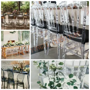 Wholesale Chiavari Chair's Event Party Banquet Gold Resin Stacking Phoenix Round Back Wedding Folding Chairs