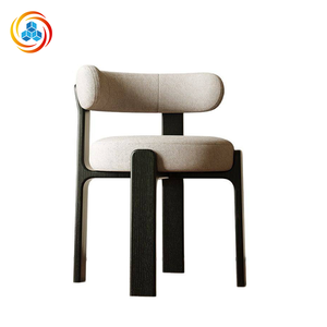 Minimalist European Design Modern <b>Dining</b> <b>Chair</b> Wooden Frame Soft Fabric Backrest Cushioned Seat Suitable for Living Rooms - Product Image 1