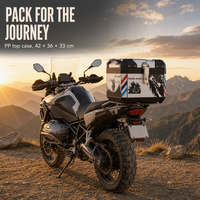Top case de moto en plastique PP, coque rigide, coffre arrière 42 x 36 x 33 cm, verrouillable, avec poignées pour le transport