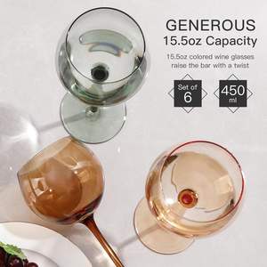 15oz soplado a mano colorido cristal cristalería globo Rosa ámbar gris verde color <span class=keywords><strong>Gin</strong></span> copas de vino - Product Image 5