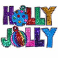 Patchs thermocollants personnalisés en gros, grand format, brodés de paillettes et de sequins, motif Joyeux Noël, pour vêtements et sweats à capuche