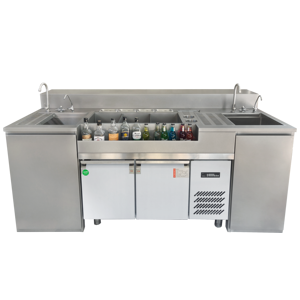 بار كوكتيل كهربائي أنيق بتصميم خلية النحل من الفولاذ المقاوم للصدأ بقوة 1500 واط مع تصميم منحني للحانات التجارية الفاخرة - Product Image 1