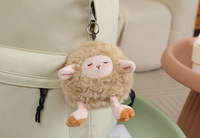 Porte-clés en peluche mouton de dessin animé, breloque de sac douce et moelleuse, jouet pendentif rembourré en coton PP, cadeau