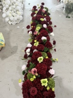 H-999 Chemin de table personnalisable en fleurs artificielles pour mariage, décorations florales en soie, arrangements floraux de mariage en gros