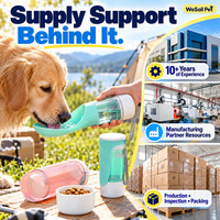Bouteille d'eau portable multifonctionnelle pour chien avec logo personnalisé, 300 ml, 100 g, récipient de rangement pour nourriture, bol pliable en PP pour les promenades en plein air et les voyages