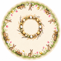 Nappe Moderne en Polyester Lapin de Pâques et Œuf – Lavable, Réutilisable, Écologique pour Événements, Fêtes et Décoration Intérieure