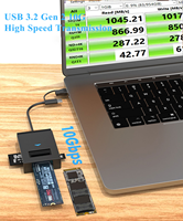 Boîtier SSD M.2 VONN Factory USB 3.2 Gen 2 NVME NGFF 10G haute vitesse avec câble SATA et fentes pour cartes SD/TF