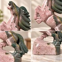 Sculpture de cheval en jaspe océanique, cristal poli, figurine décorative en pierre pour la maison, le bureau, la collection ou comme cadeau