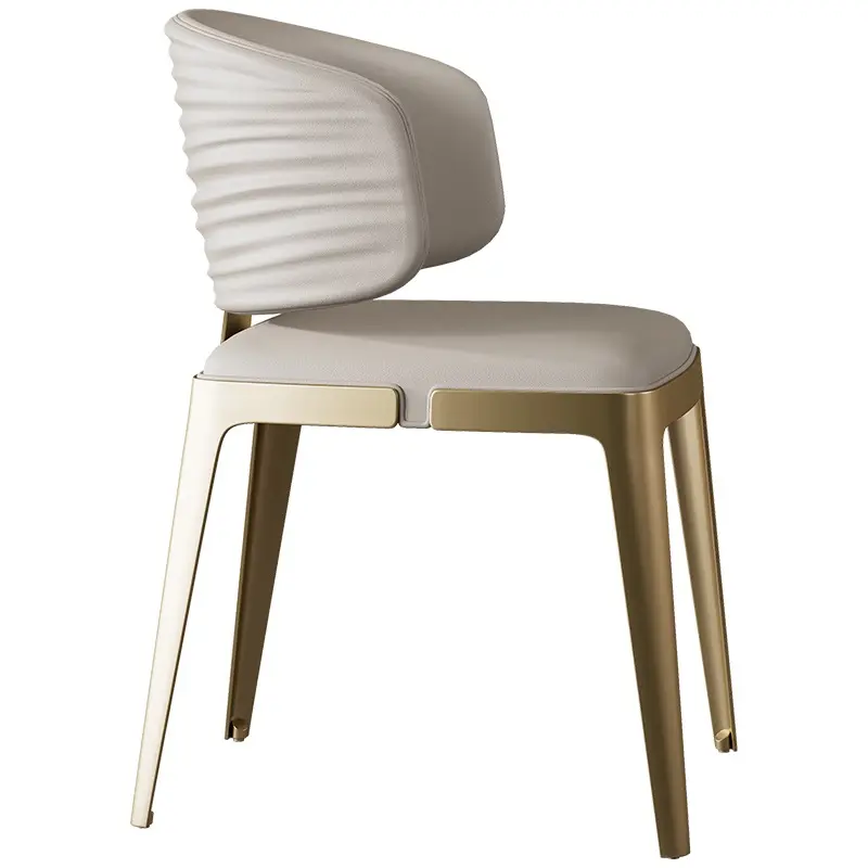 A mobília moderna estofou o pé de aço inoxidável do metal que janta a cadeira couro luxuoso do plutônio do cromo jantando cadeiras