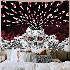 Gothique Hippie Mystique Yeux Effrayant Noir et Blanc Sombre Squelette Horreur Esthétique Araignée <span class=keywords><strong>Tapisserie</strong></span> pour Chambre - Product Image 4