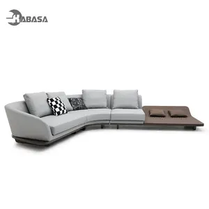 Kabasa sang trọng rộng và dày lan can thiết kế ba người flannel SOFA PHÒNG KHÁCH góc sofa tùy chỉnh