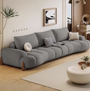 Canapé en <span class=keywords><strong>cuir</strong></span> moelleux couleur crème, style minimaliste, pour petit appartement, salon - Product Image 4