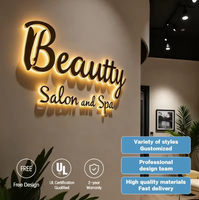 Letrero LED Retroiluminado de Acero Inoxidable 3D Personalizado, Letras con Halo Dorado para Cafetería, Panadería, Restaurante y Tienda