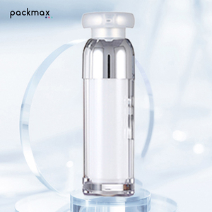 <b>Mirror</b> Plated <b>Acrylic</b> Cylinder Shape Airless Bottle 15-100g Mushroom Pump Cap with PMMA+PP Base for Toner Lotion & Cream - Product Image 1