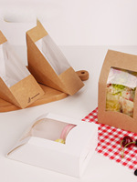 Boîtes à lunch en gros pour plats à emporter, personnalisables avec logo, emballage triangulaire en papier pour sandwichs avec fenêtre
