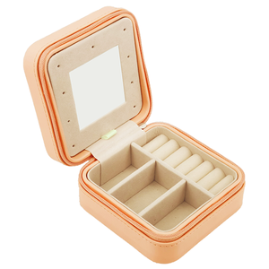 Caja de regalo de cuero sintético para joyería, organizador de joyas, anillo, pendiente, collar, espejo, pequeño y único - Product Image 3