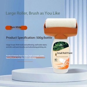 <span class=keywords><strong>Peinture</strong></span> <span class=keywords><strong>de</strong></span> retouche murale blanche avec rouleau, latex inodore à base d'eau pour la maison, haute couvrance pour masquer les taches <span class=keywords><strong>de</strong></span> graffiti, séchage rapide - Product Image 1