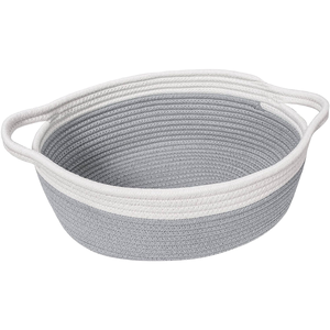 Handmade Modern Woven Fabric <b>Storage</b> <b>Basket</b> with Cotton Rope Handle for Organizing Toys - Product Image 4