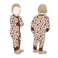 Combinaison bébé à manches longues en bambou extensible à imprimé léopard, vente directe d'usine Little Glow Kids, pour enfants