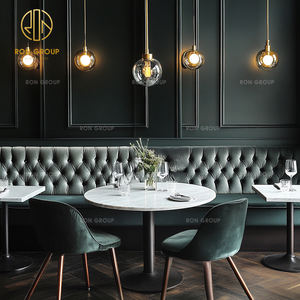 Ensemble de table et de chaises de café-<span class=keywords><strong>restaurant</strong></span> en velours et marbre haut de gamme moderne, canapé, sièges de banquette, meubles pour cafétéria commerciale - Product Image 2