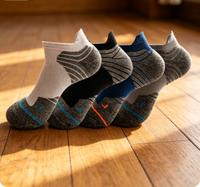 Chaussettes de course anatomiques premium pour hommes et femmes - 144N, respirantes, avec languette de talon, coupe basse, pour entraînement sportif
